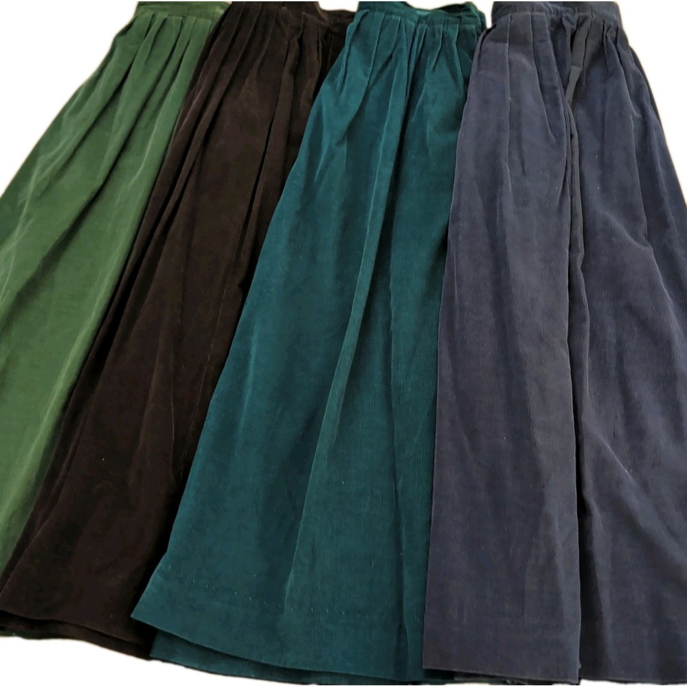Vtg Lands End Sz 16 Tall Lot of 4 Corduroy Pleated Midi Skirts Made USA Prairie